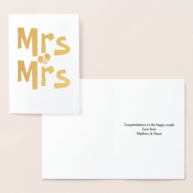 Tarjeta Con Relieve Metalizado Sra. Y Sra. Boda Felicitaciones (Demostración)