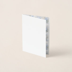Tarjeta Con Relieve Metalizado Suave Patrón Floral Acuarela Azul Blanco Elegante
