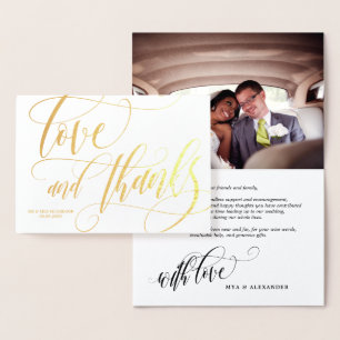 Tarjeta Con Relieve Metalizado Swirly Love & Gracias Boda Photo