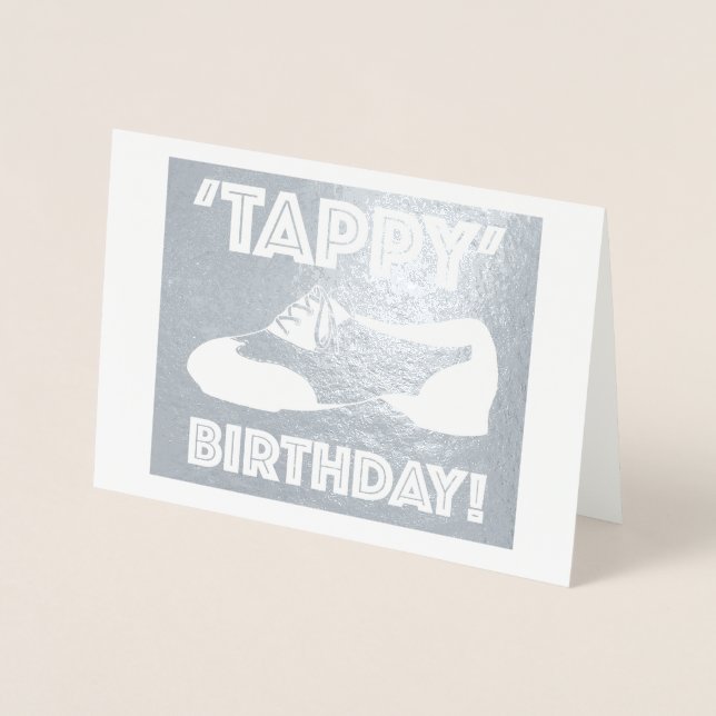 Tarjeta Con Relieve Metalizado Tappy Happy Birthday Dance Teacher bailarina de za (Anverso)