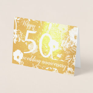 Tarjeta Con Relieve Metalizado Tarjeta de 50 Aniversario de la Floral del Relieve