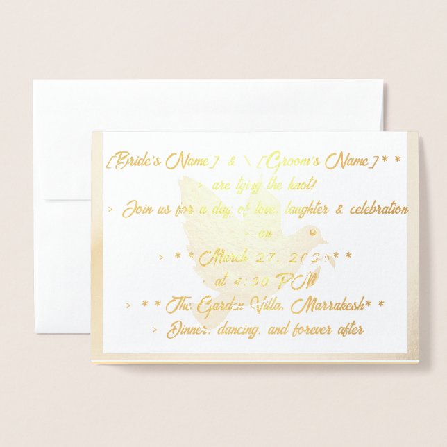 Tarjeta Con Relieve Metalizado Tarjeta de agradecimiento del Boda del Relieve met (Anverso con sobre)