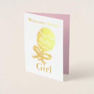 Tarjeta Con Relieve Metalizado Tarjeta de bienvenida para bebé Relieve metalizado