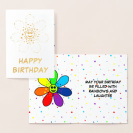 Tarjeta Con Relieve Metalizado Tarjeta de cumpleaños de Relieve metalizado de flo