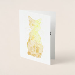 Tarjeta Con Relieve Metalizado Tarjeta de cumpleaños del Relieve metalizado Gato 