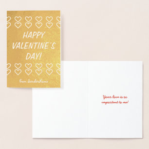 Tarjeta Con Relieve Metalizado Tarjeta de El día de San Valentín de Relieve metal