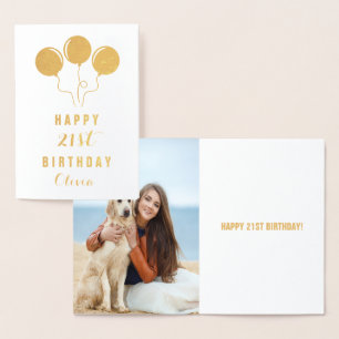 Tarjeta Con Relieve Metalizado Tarjeta de felicitación de cumpleaños 21ª Relieve 