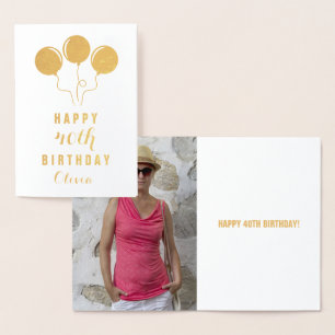 Tarjeta Con Relieve Metalizado Tarjeta de felicitación de cumpleaños 40 Relieve m