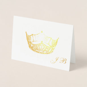 Tarjeta Con Relieve Metalizado Tarjeta de Monograma de la Corona de Relieve metal