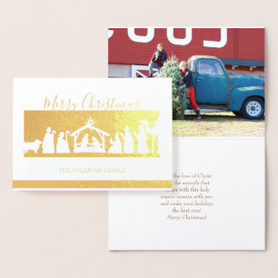Tarjeta Con Relieve Metalizado Tarjeta de Navidades de Natividad de Relieve metal