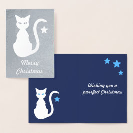 Tarjeta Con Relieve Metalizado Tarjeta de Navidades de Relieve metalizado de gato