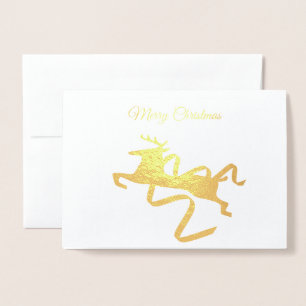 Tarjeta Con Relieve Metalizado Tarjeta de Navidades de renos de Relieve metalizad