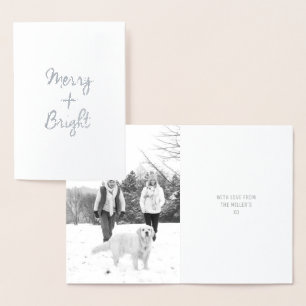 Tarjeta Con Relieve Metalizado Tarjeta de Navidades merry + Bright Relieve meta