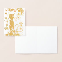 Tarjeta de nota de Relieve metalizado Cat Blank In