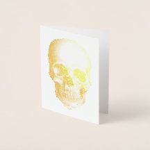 Tarjeta de nota de Relieve metalizado dorado SKULL