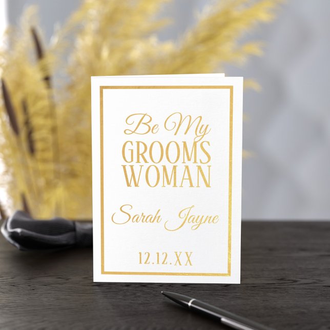 Tarjeta Con Relieve Metalizado Tarjeta de propuesta de solicitud de Relieve metal (Ask your best friend to be your Groomswoman with this foil card. She'll say yes!)