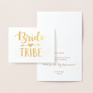 Tarjeta Con Relieve Metalizado Tarjeta de Relieve metalizado Bride Tribe   ¿Serás