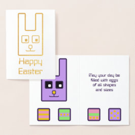 Tarjeta Con Relieve Metalizado Tarjeta de Relieve metalizado Bunny Square Easter
