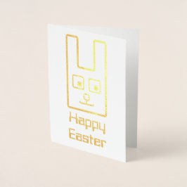 Tarjeta Con Relieve Metalizado Tarjeta de Relieve metalizado Bunny Square Easter