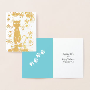 Tarjeta Con Relieve Metalizado Tarjeta de Relieve metalizado Cat with Paw Imints