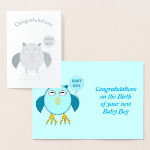 Tarjeta Con Relieve Metalizado Tarjeta de Relieve metalizado Cute Blue Birthday B