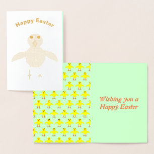 Tarjeta Con Relieve Metalizado Tarjeta de Relieve metalizado Cute Easter Chick