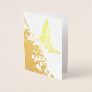 Tarjeta Con Relieve Metalizado tarjeta de Relieve metalizado de oro de mariposa d
