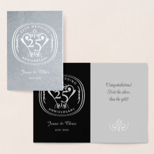 Tarjeta Con Relieve Metalizado Tarjeta de Relieve metalizado del 25° Aniversario 