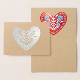 Tarjeta Con Relieve Metalizado Tarjeta de Relieve metalizado del corazón escandin