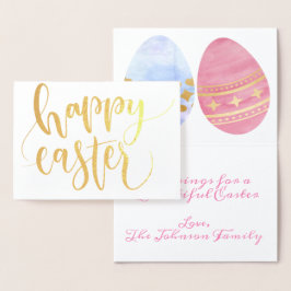 Tarjeta Con Relieve Metalizado Tarjeta de Relieve metalizado dorado Feliz Pascua