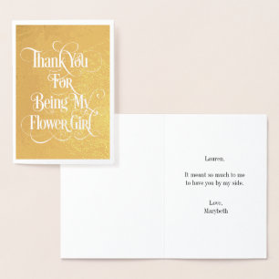 Tarjeta Con Relieve Metalizado Tarjeta de Relieve metalizado dorado Flower Girl