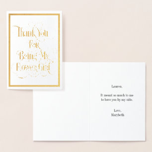 Tarjeta Con Relieve Metalizado Tarjeta de Relieve metalizado dorado Flower Girl
