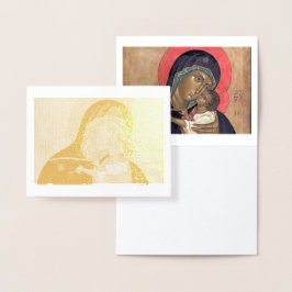 Tarjeta Con Relieve Metalizado Tarjeta de Relieve metalizado dorado Madonna e Inf