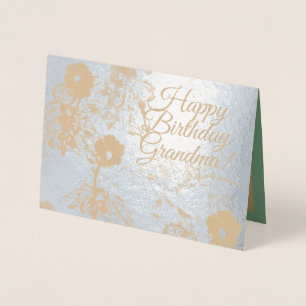 Tarjeta Con Relieve Metalizado Tarjeta de Relieve metalizado Floral Green Birthda