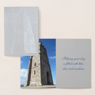 Tarjeta Con Relieve Metalizado Tarjeta de Relieve metalizado Glastonbury Tor Towe