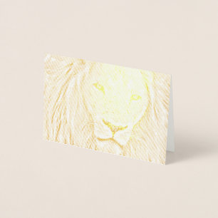 Tarjeta Con Relieve Metalizado Tarjeta de Relieve metalizado Golden Lion Happy Bi