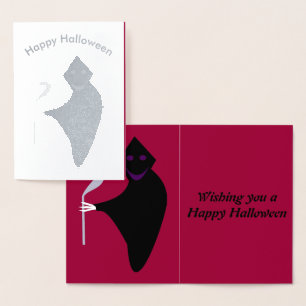 Tarjeta Con Relieve Metalizado Tarjeta de Relieve metalizado Grim Reaper Hallowee