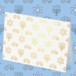 Tarjeta Con Relieve Metalizado Tarjeta de Relieve metalizado Hanukkah Menorah