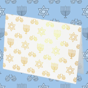 Tarjeta Con Relieve Metalizado Tarjeta de Relieve metalizado Hanukkah Menorah