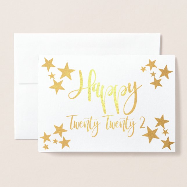 Tarjeta Con Relieve Metalizado Tarjeta de Relieve metalizado Happy New Year 2022  (Anverso con sobre)