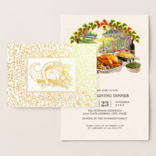 Tarjeta Con Relieve Metalizado Tarjeta de Relieve metalizado Invitado Cornucopia