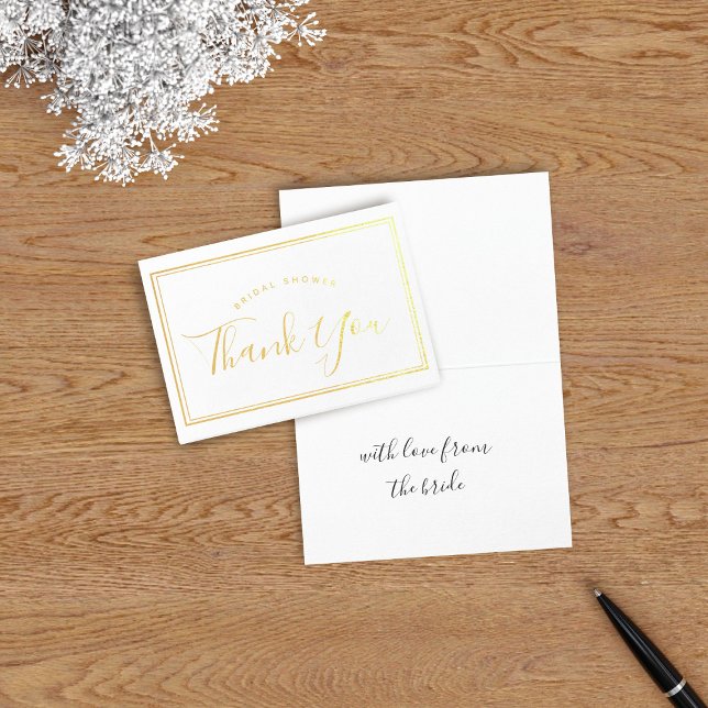 Tarjeta Con Relieve Metalizado Tarjeta de Relieve metalizado Mini Framed Bridal S (Perfect foil thank you card to thank your guests for attending your bridal shower)