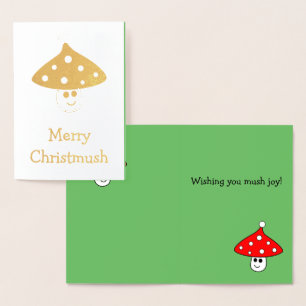 Tarjeta Con Relieve Metalizado Tarjeta de Relieve metalizado para hongos de Santa