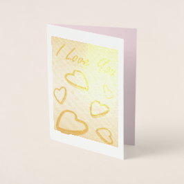 Tarjeta Con Relieve Metalizado Te amo con el corazón, agrega foto y cita