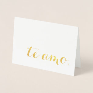 Tarjeta Con Relieve Metalizado te amo hoja de oro