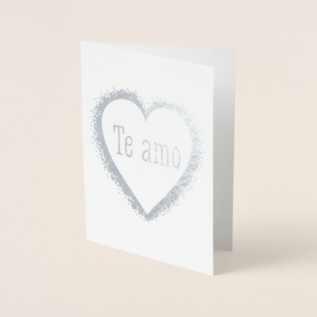 Tarjeta Con Relieve Metalizado Te amo, te amo en español (Anverso)
