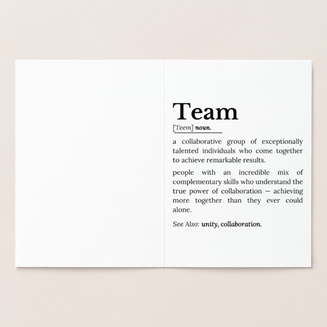 Tarjeta Con Relieve Metalizado Team Definition – The Power of Collaboration  (Interior)