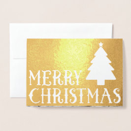 Tarjeta Con Relieve Metalizado Tema de la foto del árbol clásico de navidad