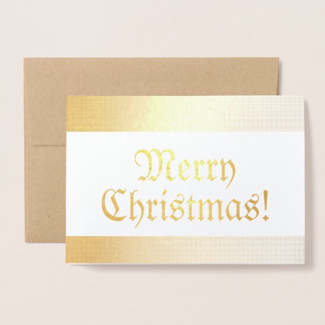 Tarjeta Con Relieve Metalizado Temporada Antiguo Fashion Shiny Merry Christmas (Anverso con sobre)