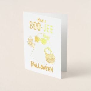 Tarjeta Con Relieve Metalizado Tenga un fantasma de Halloween Boo-jee